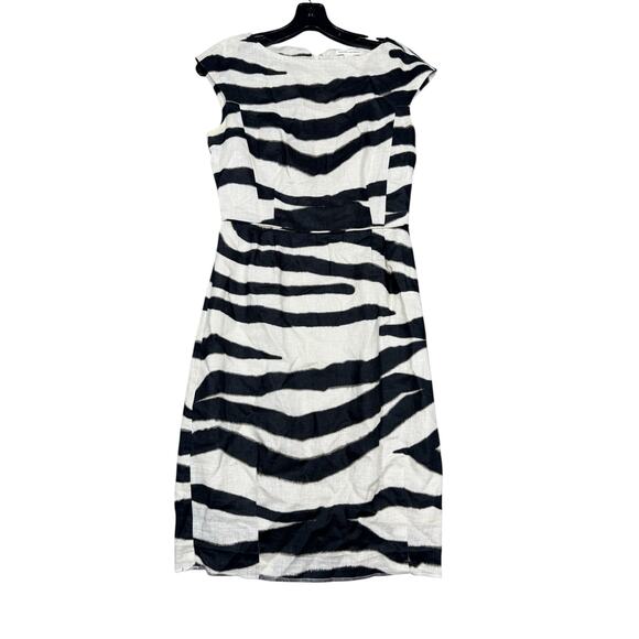 Banana Republic Black White Zebra Print Linen Dress Size 0 - Picture 3 of 8